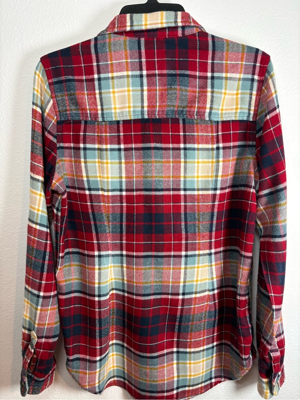 American Eagle Outfitters Red, Yellow & Blue Plaid Button-Down Shirt - Picture 2 of 4
